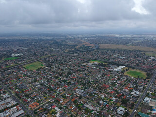 Panoramic aerial view of Suburban Melbourne Victoria Australia