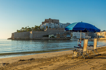 Peniscola Castle at Peniscola beach, Costa Blanca, Spain