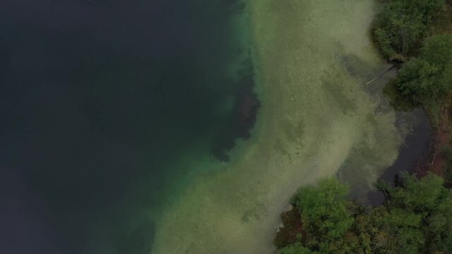 Flying over the beautiful lake Bohinj in Slovenia