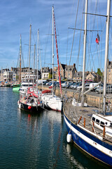Boats moored along the quays of Paimpol, a commune in the Côtes-d'Armor department in Brittany in northwestern France