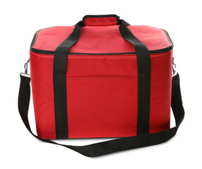 Modern red thermo bag isolated on white