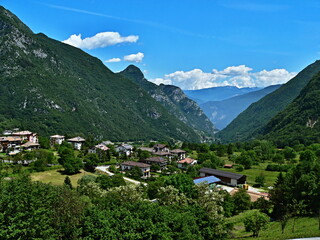 Fototapeta na wymiar Italian Alps-view of the town Molina di Ledro