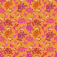 Fototapeta na wymiar Multicolored seamless pattern with abstract plant elements for the design of children's products