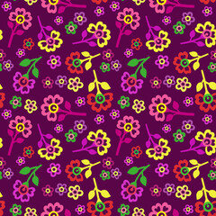 Floral pattern of abstract flowers Bright colors floristic background