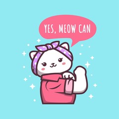 Cute Cat Girl Can, Girl Power, Woman Power Poster