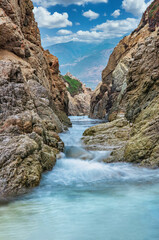 California nature - landscape, beautiful cove with rocks on the seaside in Garrapata State Park. County Monterey, California, USA. Long exposure photo.
