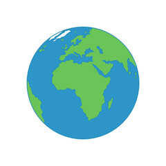 Globe isolated on a white background. Flat planet Earth icon.