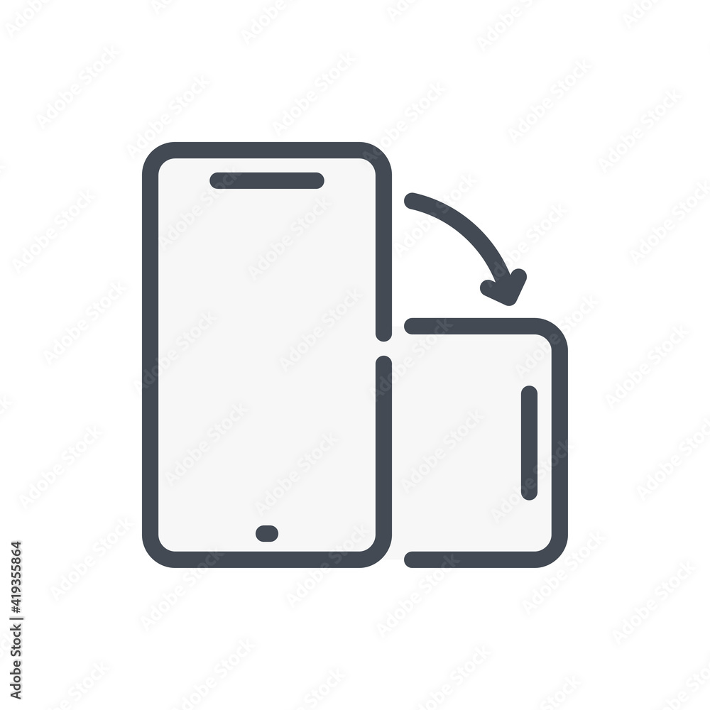 Poster rotate mobile phone color line icon. smartphone rotate vector outline colorful sign.