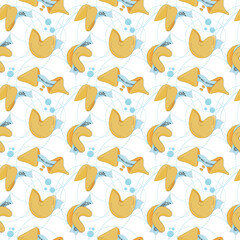Seamless pattern with traditional Chinese fortune cookies. Design element, print, print on fabric, label.