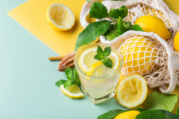 Hard seltzer cocktail with lemon and zero waste bartenders accessories