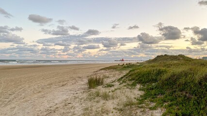 sunset over the beach