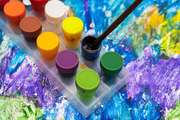 Poster paints watercolor with brush