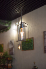 chandelier with a lamp in the loft style in the interior