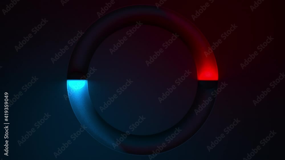 Poster glowing ball rolling in circular gutter animation. minimal cycled motion with illuminated sphere. co