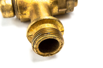 brass plumbing valve isolated on white background