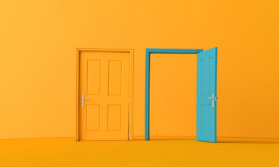3D rendering of an open door. Business opportunity concept