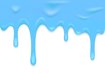 Vector Border with Blue Dripping Down Ice Cream. Dribble Glaze Illustration