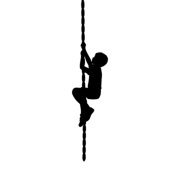 Silhouette Boy Climb Up The Rope