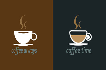 coffee sticker on a light background. black with milk coffee