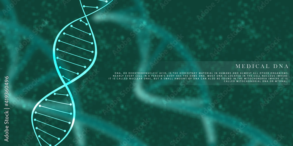 Poster 2d render of dna structure, abstract background