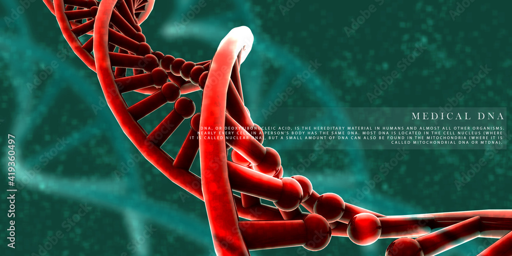Poster 3d render of dna structure, abstract background