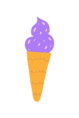 Hand drawn simple colored ice cream illustrations isolated on white background. Tasty delicious dairy product with decoration.