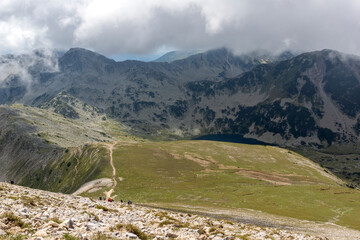 Fototapeta premium Landscape from hiking trail for Vihren Peak, Pirin Mountain, Bulgaria