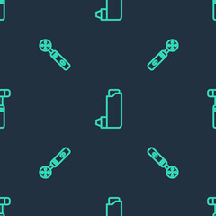 Set line Inhaler, Electric toothbrush and Neurology reflex hammer on seamless pattern. Vector.