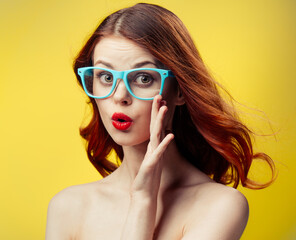 Fototapeta premium woman red hair glamor cosmetics attractive look model