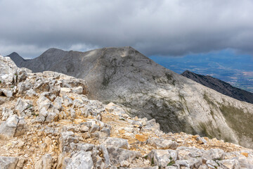 Landscape from hiking trail for Vihren Peak, Pirin Mountain, Bulgaria