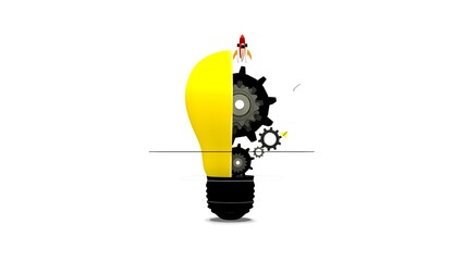 3d light bulb and cog inside. Idea and imagination. Creative and inspiration. Innovation gears icon with network connection on metal texture background. Innovative technology in science.