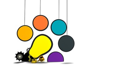 3d idea light bulb circle infographic template for graphs, charts, diagrams. Business concept with 5 options, parts, steps, processes.