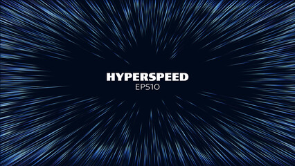 Hyperspeed vector background. Hyper speed hyperspace star travel. Warp speed light futuristic background. - obrazy, fototapety, plakaty