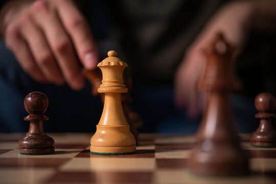 The focus of the photo on the chess queen