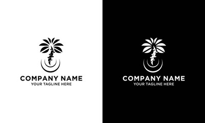 hipster style palm tree vector logo