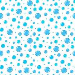 Vector seamless pattern from volumetric sea bubbles on a white background.