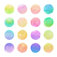 Circle shape ombre pastel color backgrounds set.  for label, tag, logo background. gradation watercolour style.