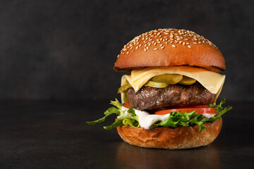 Big tasty burger with beef cutlet