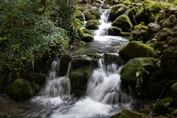 Obraz premium Waterfalls and rapids of a mountain stream