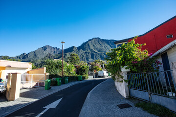 Typical Cilaos road landscape in Reunion Island