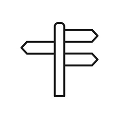 Road sign line icon. Signpost outline linear symbol. Travel pointer. Vector isolated on the white background