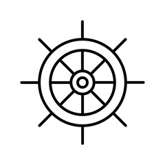 Obraz premium Helm outline icon. Navigation sea ocean symbol. Ship steering wheel. Boat rudder pictogram. Nautical maritime sign. Vector illustration isolated on white
