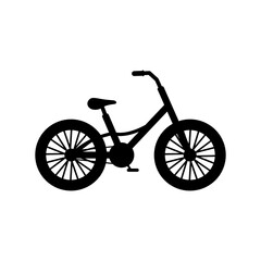 Bike icon. Kids bicycle silhouette. Child bike black shape. Vector illustration isolated on white