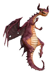 3D Rendering Fairy Tale Dragon on White