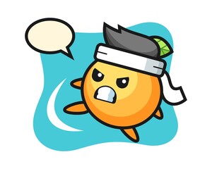 Orange fruit cartoon doing a karate kick