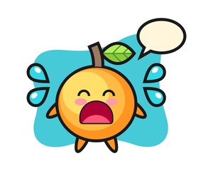 Orange fruit cartoon with crying gesture