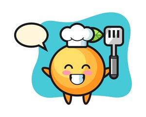 Orange fruit chef cartoon is cooking