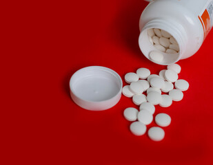 Pharmacy theme, white medicine tablets antibiotic pills