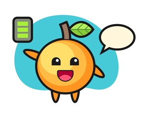 Orange fruit cartoon with energetic gesture