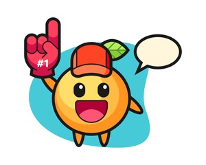 Orange fruit cartoon with number 1 fans glove